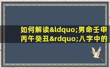 如何解读“男命壬申丙午癸丑”八字中的五行相生相克关系