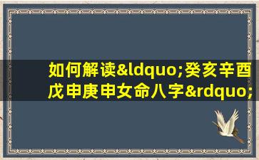 如何解读“癸亥辛酉戊申庚申女命八字”中的五行相生相克关系