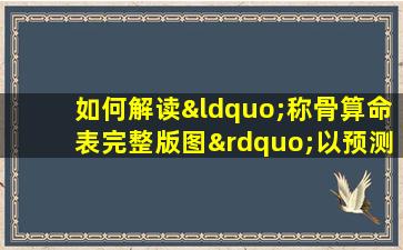 如何解读“称骨算命表完整版图”以预测个人命运