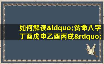 如何解读“贫命八字丁酉戊申乙酉丙戌”中的命理信息