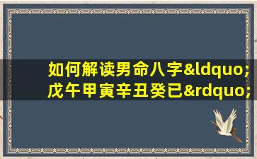 如何解读男命八字“戊午甲寅辛丑癸已”中的五行相生相克关系