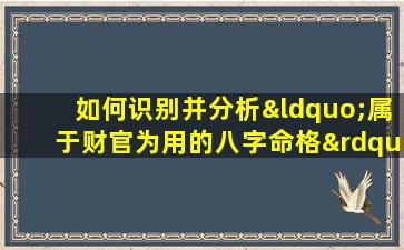 如何识别并分析“属于财官为用的八字命格”