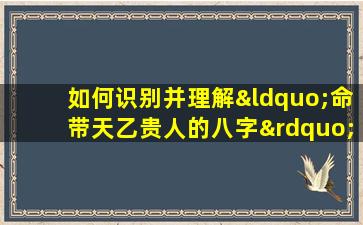 如何识别并理解“命带天乙贵人的八字”