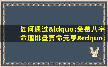 如何通过“免费八字命理排盘算命元亨”进行个人命理分析