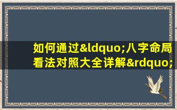 如何通过“八字命局看法对照大全详解”深入理解个人命运