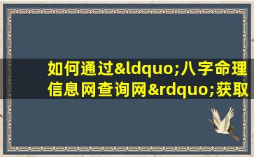 如何通过“八字命理信息网查询网”获取个人命理信息