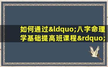 如何通过“八字命理学基础提高班课程”深入理解个人命运与性格