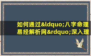 如何通过“八字命理易经解析网”深入理解个人命运