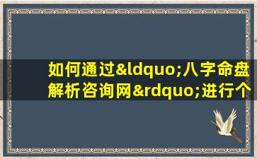 如何通过“八字命盘解析咨询网”进行个人命盘分析