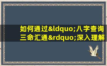 如何通过“八字查询三命汇通”深入理解个人命理