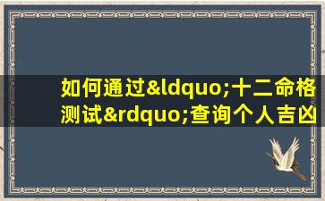 如何通过“十二命格测试”查询个人吉凶