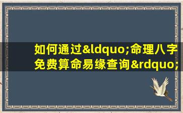 如何通过“命理八字免费算命易缘查询”探索个人命运