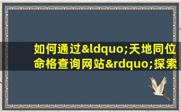 如何通过“天地同位命格查询网站”探索个人命运