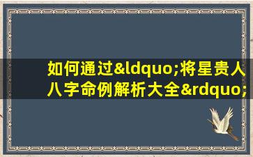 如何通过“将星贵人八字命例解析大全”深入理解个人命运