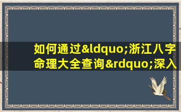 如何通过“浙江八字命理大全查询”深入了解个人命理