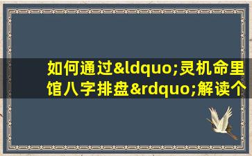 如何通过“灵机命里馆八字排盘”解读个人命运