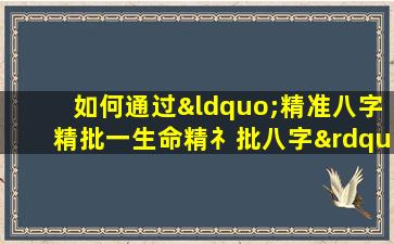 如何通过“精准八字精批一生命精礻批八字”来预测个人命运