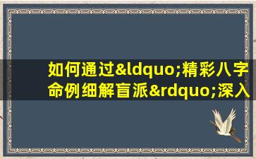 如何通过“精彩八字命例细解盲派”深入理解盲派八字命理