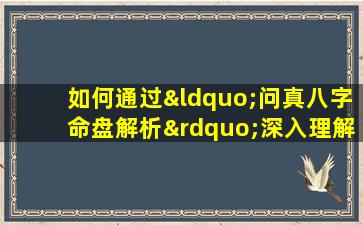 如何通过“问真八字命盘解析”深入理解个人命运