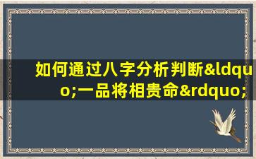 如何通过八字分析判断“一品将相贵命”的特征