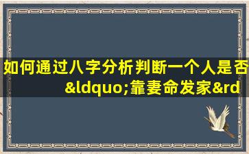 如何通过八字分析判断一个人是否“靠妻命发家”