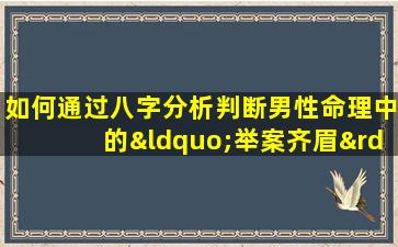 如何通过八字分析判断男性命理中的“举案齐眉”特征