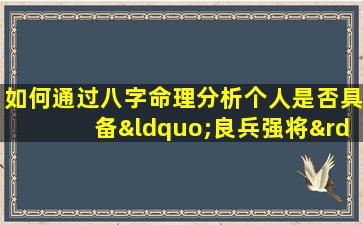 如何通过八字命理分析个人是否具备“良兵强将”特质