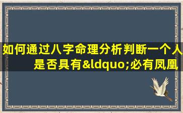 如何通过八字命理分析判断一个人是否具有“必有凤凰”的特质