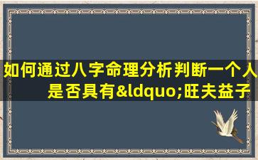 如何通过八字命理分析判断一个人是否具有“旺夫益子”的命格特质