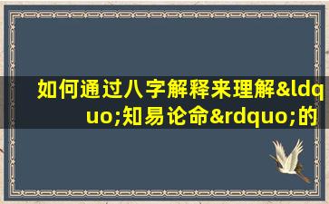 如何通过八字解释来理解“知易论命”的深层含义