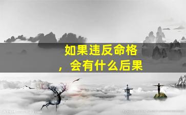 如果违反命格，会有什么后果