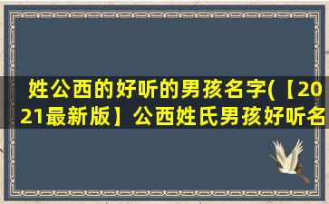 姓公西的好听的男孩名字(【2021最新版】公西姓氏男孩好听名字大全推荐！)