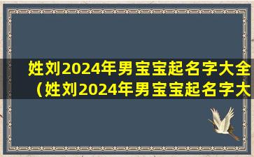 姓刘2024年男宝宝起名字大全（姓刘2024年男宝宝起名字大全四个字）