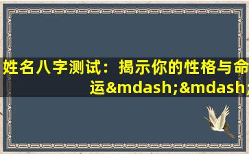 姓名八字测试：揭示你的性格与命运——文字对照