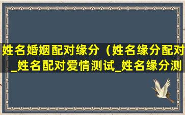 姓名婚姻配对缘分（姓名缘分配对_姓名配对爱情测试_姓名缘分测试两人关系）