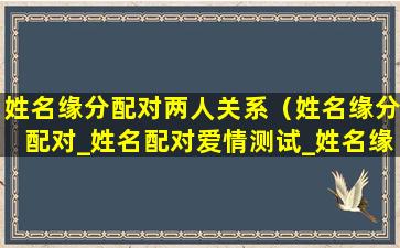 姓名缘分配对两人关系（姓名缘分配对_姓名配对爱情测试_姓名缘分测试两人关系）