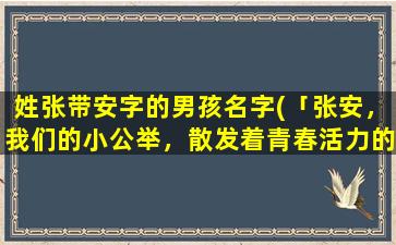 姓张带安字的男孩名字(「张安，我们的小公举，散发着青春活力的美丽！」)