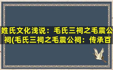 姓氏文化浅说：毛氏三祠之毛震公祠(毛氏三祠之毛震公祠：传承百年衣钵，代表毛姓文化永恒传承之路)