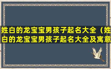 姓白的龙宝宝男孩子起名大全（姓白的龙宝宝男孩子起名大全及寓意）