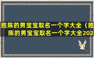 姓陈的男宝宝取名一个字大全（姓陈的男宝宝取名一个字大全2023）