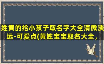 姓黄的给小孩子取名字大全清微淡远-可爱点(黄姓宝宝取名大全，清微淡远-可爱系列，满足SEO需求)