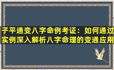 子平通变八字命例考证：如何通过实例深入解析八字命理的变通应用