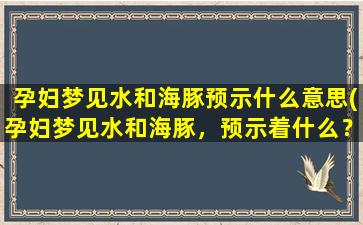 孕妇梦见水和海豚预示什么意思(孕妇梦见水和海豚，预示着什么？)