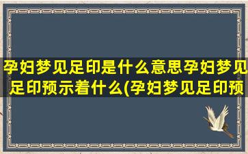 孕妇梦见足印是什么意思孕妇梦见足印预示着什么(孕妇梦见足印预示着什么，解读梦境的含义)