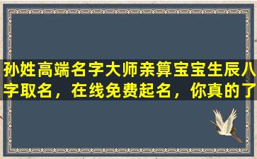 孙姓高端名字大师亲算宝宝生辰八字取名，在线免费起名，你真的了解其中的奥秘吗