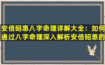 安倍昭惠八字命理详解大全：如何通过八字命理深入解析安倍昭惠的人生轨迹