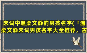 宋词中温柔文静的男孩名字(「温柔文静宋词男孩名字大全推荐，古风优雅一字千金」)