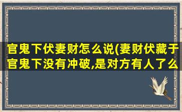 官鬼下伏妻财怎么说(妻财伏藏于官鬼下没有冲破,是对方有人了么,懂得来看,是不是)