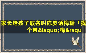 家长给孩子取名叫陈皮话梅糖「找个带‘梅’字的网名」