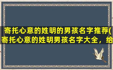 寄托心意的姓明的男孩名字推荐(寄托心意的姓明男孩名字大全，给新生命寻找命运恒久的依靠！)